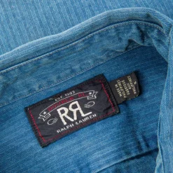 RRL Dockman Shirt Herringone Faded Indigo