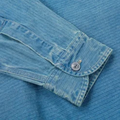 RRL Dockman Shirt Herringone Faded Indigo