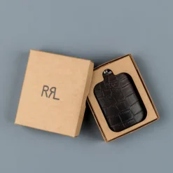 RRL Flask Travel Embossed Leather Black