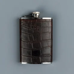 RRL Flask Travel Embossed Leather Black