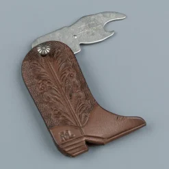 RRL Keyfob Hand Tooled Leather Brown