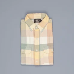 RRL Matlock Sportshirt Cotton Twill Plaid Yellow Green