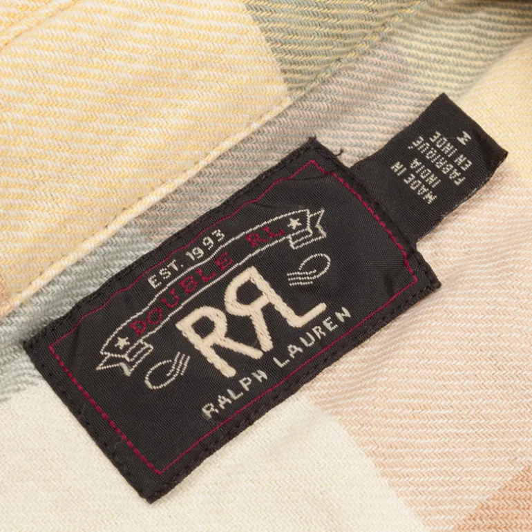 RRL Matlock Sportshirt Cotton Twill Plaid Yellow Green