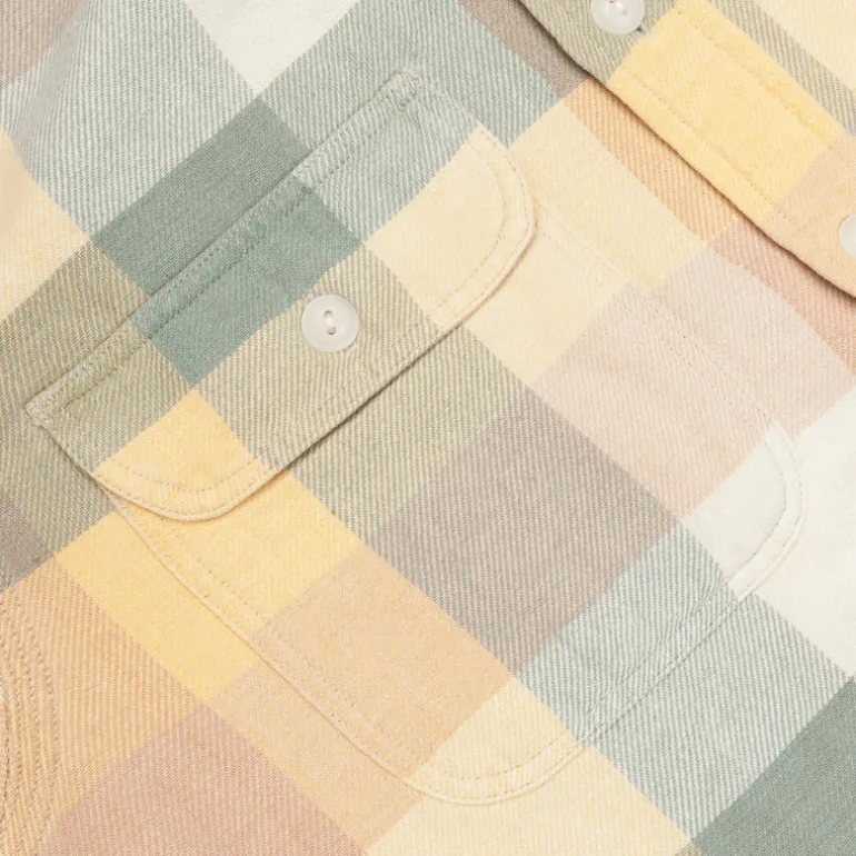 RRL Matlock Sportshirt Cotton Twill Plaid Yellow Green
