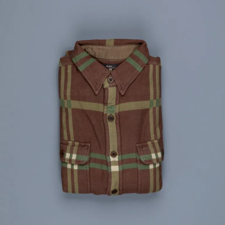 RRL Matlock Workshirt Horse Blanket Plaid Jacquard Brown Olive