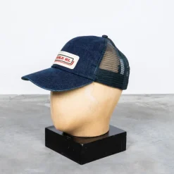 RRL Mesh Trucker hat cotton denim indigo