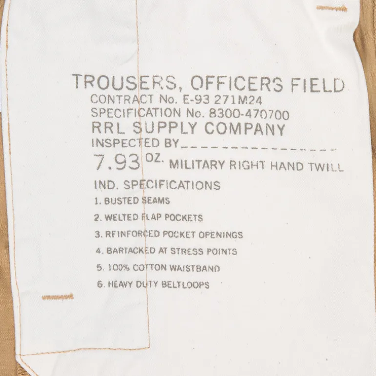 RRL Officer´s flat pant new military khaki