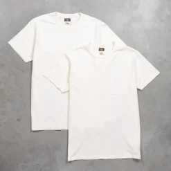 RRL 2-Pack Pocket T-Shirts Dyed White