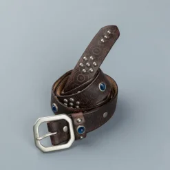 RRL Rasco Tumbled Leather Belt Vintage Black