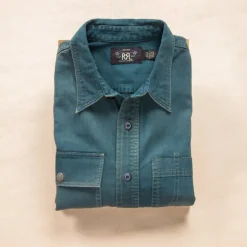 RRL Trail Herringbone Twill Workshirt Blue Gray