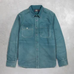 RRL Trail Herringbone Twill Workshirt Blue Gray