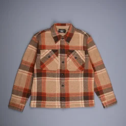 RRL Wool Plaid Workshirt Sweater Orange-Tan