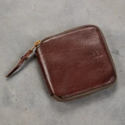 RRL Zip Wallet Small Cow Leather Dark Brown