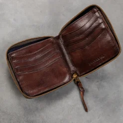 RRL Zip Wallet Small Cow Leather Dark Brown