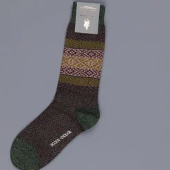Scott Nichol wool socks jaquard forest