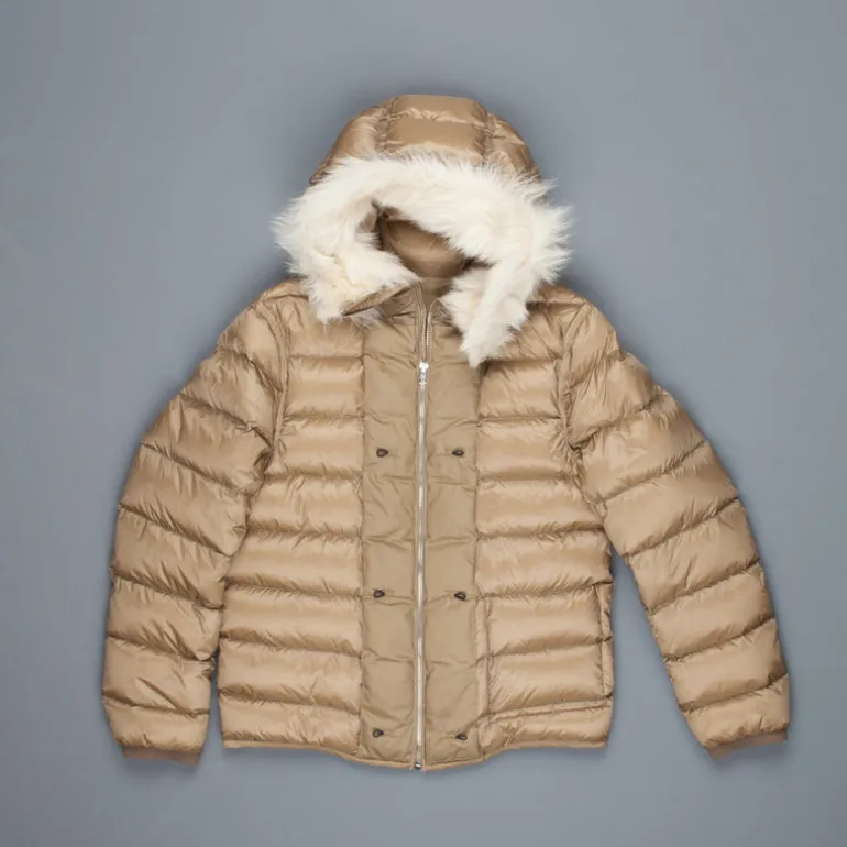 Ten C down liner shearling hooded tan
