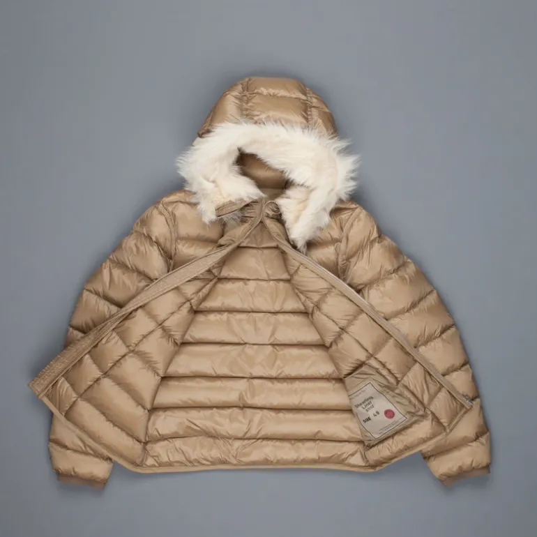 Ten C down liner shearling hooded tan