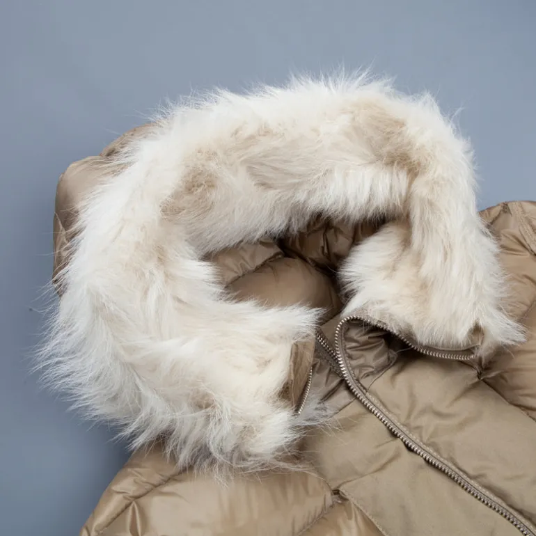 Ten C down liner shearling hooded tan