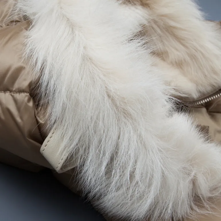 Ten C down liner shearling hooded tan