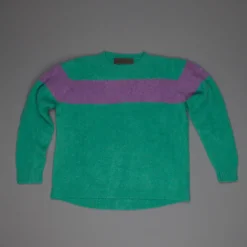 The Elder Statesman @ Frans Boone Cashmere striped Racing Crew Unisex sweater Turquoise Amethyst