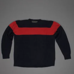 The Elder Statesman @ Frans Boone Cashmere striped Racing Crew Unisex sweater Navy Red