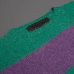 The Elder Statesman @ Frans Boone Cashmere striped Racing Crew Unisex sweater Turquoise Amethyst