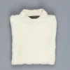 The Elder Statesman 100% cashmere Checkered Pile stitch crew White