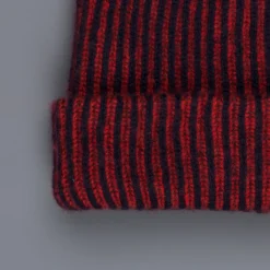The Elder Statesman 100% Cashmere Watchman cap in Navy/Red