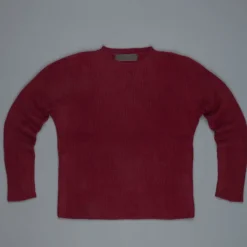 The Elder Statesman 100% cashmere medium ribbed crew Maroon