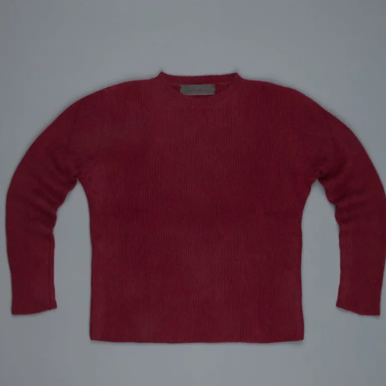 The Elder Statesman 100% cashmere medium ribbed crew Maroon