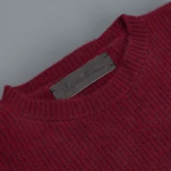 The Elder Statesman 100% cashmere medium ribbed crew Maroon