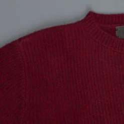 The Elder Statesman 100% cashmere medium ribbed crew Maroon
