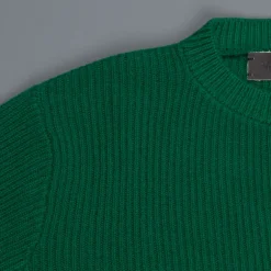The Elder Statesman 100% cashmere medium ribbed crew Kelly Green