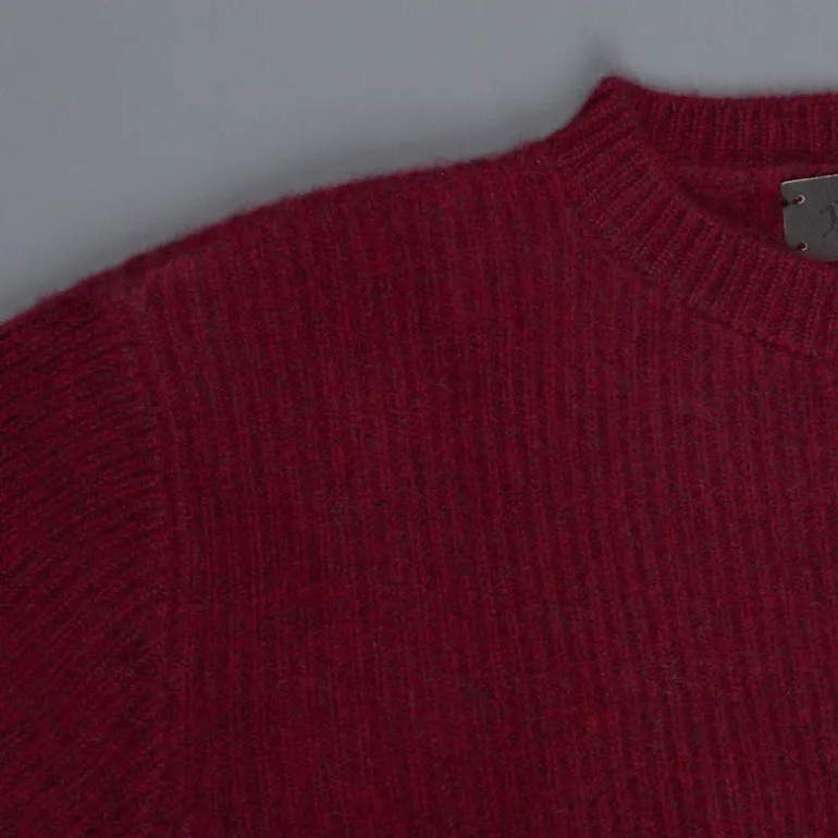 The Elder Statesman 100% cashmere medium ribbed crew Maroon