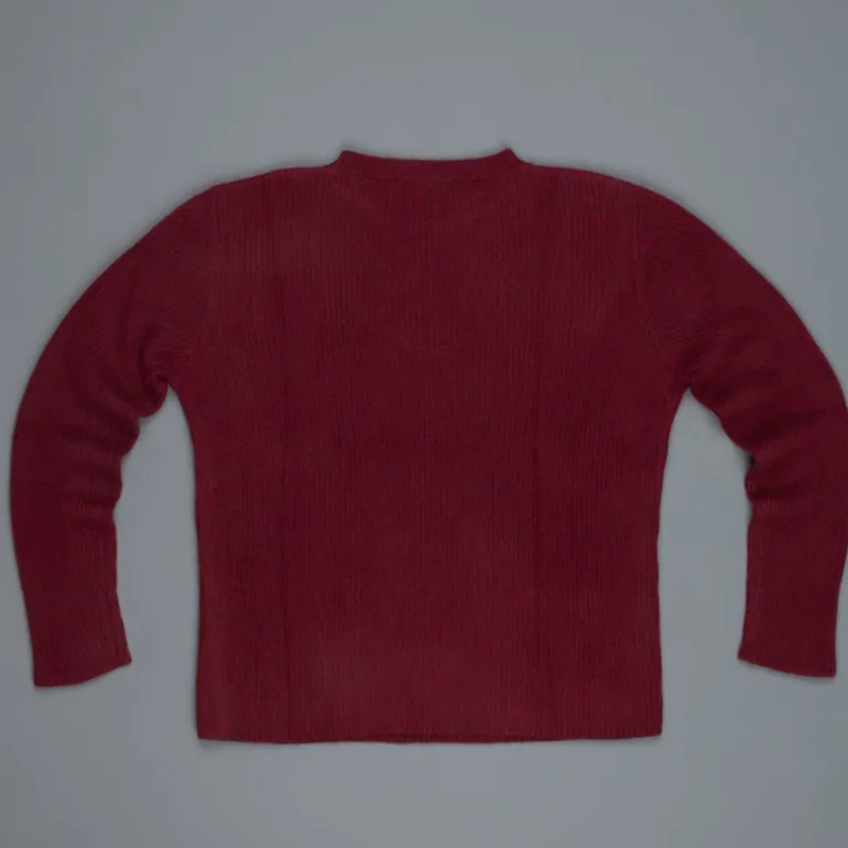 The Elder Statesman 100% cashmere medium ribbed crew Maroon