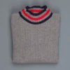 The Elder Statesman for Frans Boone 100% cashmere Odyssey Ribbed Turtleneck Grey Red Navy