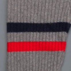 The Elder Statesman for Frans Boone 100% cashmere Odyssey Ribbed Turtleneck Grey Red Navy
