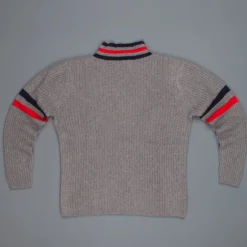 The Elder Statesman for Frans Boone 100% cashmere Odyssey Ribbed Turtleneck Grey Red Navy