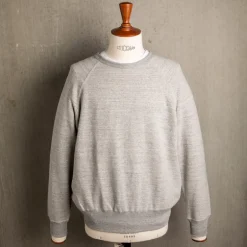 The Real McCoy's 9 Oz. Loopwheel Raglan Sweatshirt Gray