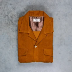 The Real McCoy's Corduroy Open Collar Shirt Mustard