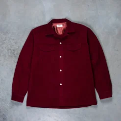 The Real McCoy's Corduroy Open Collar Shirt Burgundy