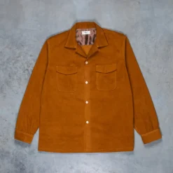 The Real McCoy's Corduroy Open Collar Shirt Mustard