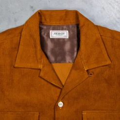 The Real McCoy's Corduroy Open Collar Shirt Mustard