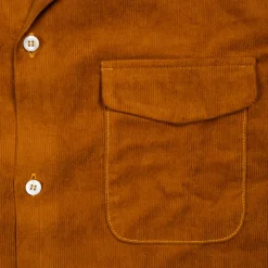 The Real McCoy's Corduroy Open Collar Shirt Mustard