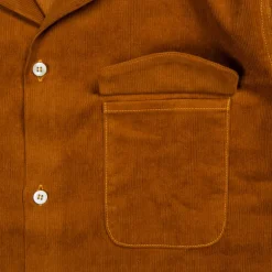 The Real McCoy's Corduroy Open Collar Shirt Mustard