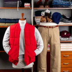 The Real McCoy's Cotton Nylon Down Vest Red