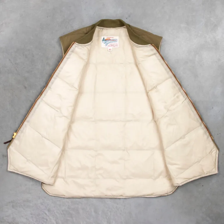 The Real McCoy's Cotton Nylon Down Vest Olive