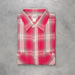 The Real McCoy's 8HU Ombre Check Summer Flannel Shirt Pink