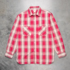 The Real McCoy's 8HU Ombre Check Summer Flannel Shirt Pink