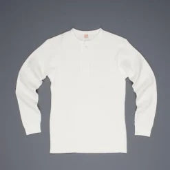 The Real McCoy's Joe McCoy Waffle Henley Longsleeve white